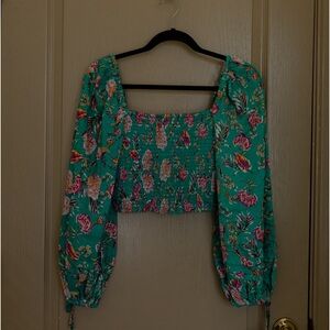 Cropped Floral Smocked Top
